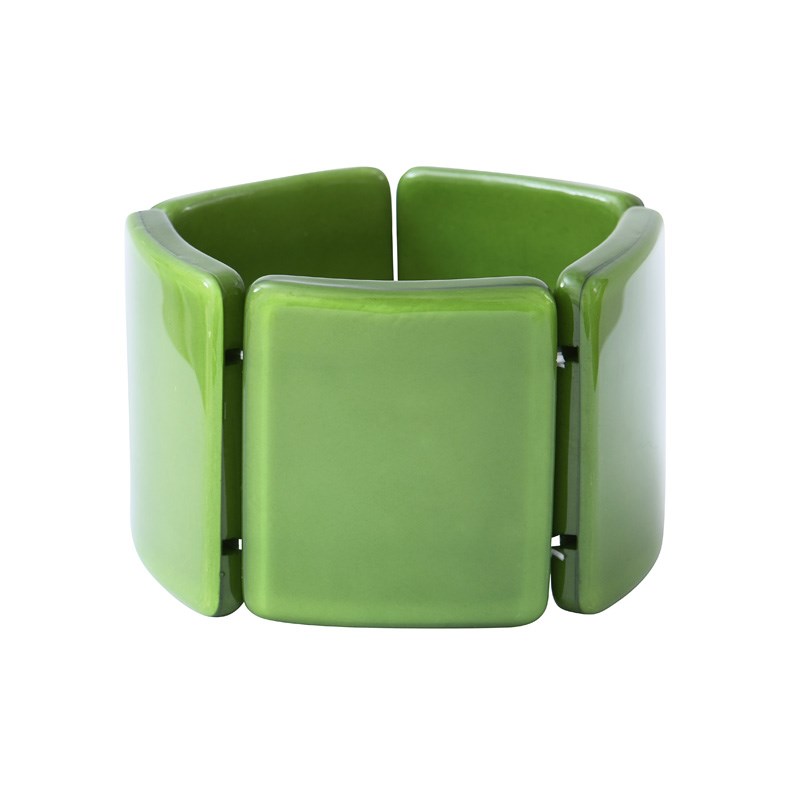 Bracelet extensible vert formes carrées