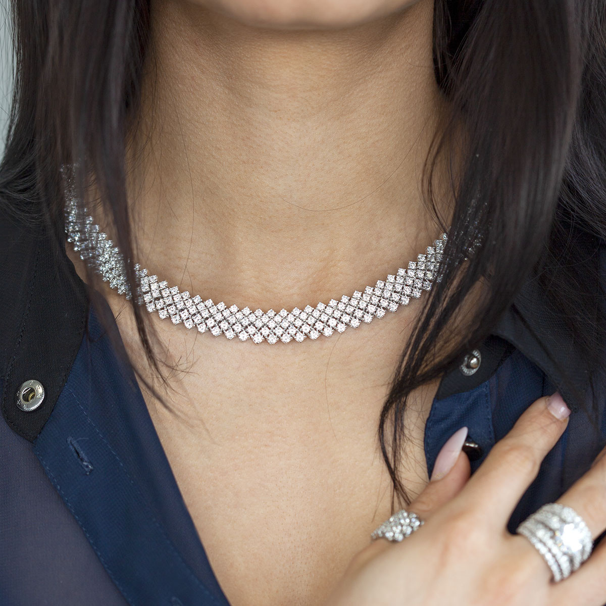 Collier argent 925 zirconias 43 cm