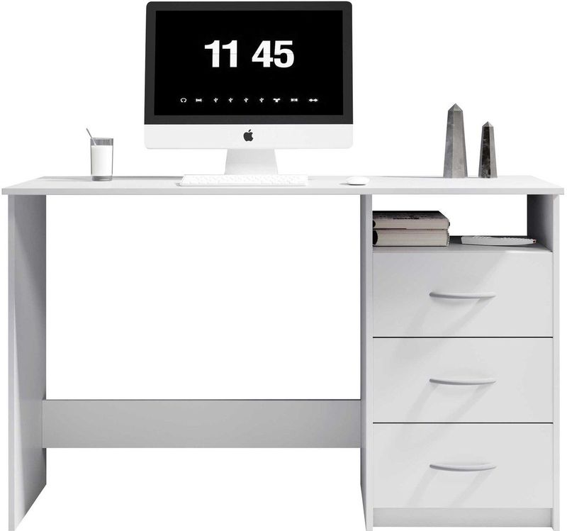 EMOB - Adriano - Bureau - Wit - Spaanplaat - 3 Lades
