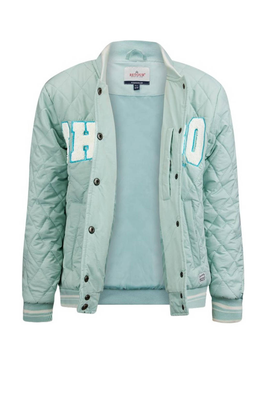 Retour Jeans bomberjack zomer Vicky met tekst pastelgroen