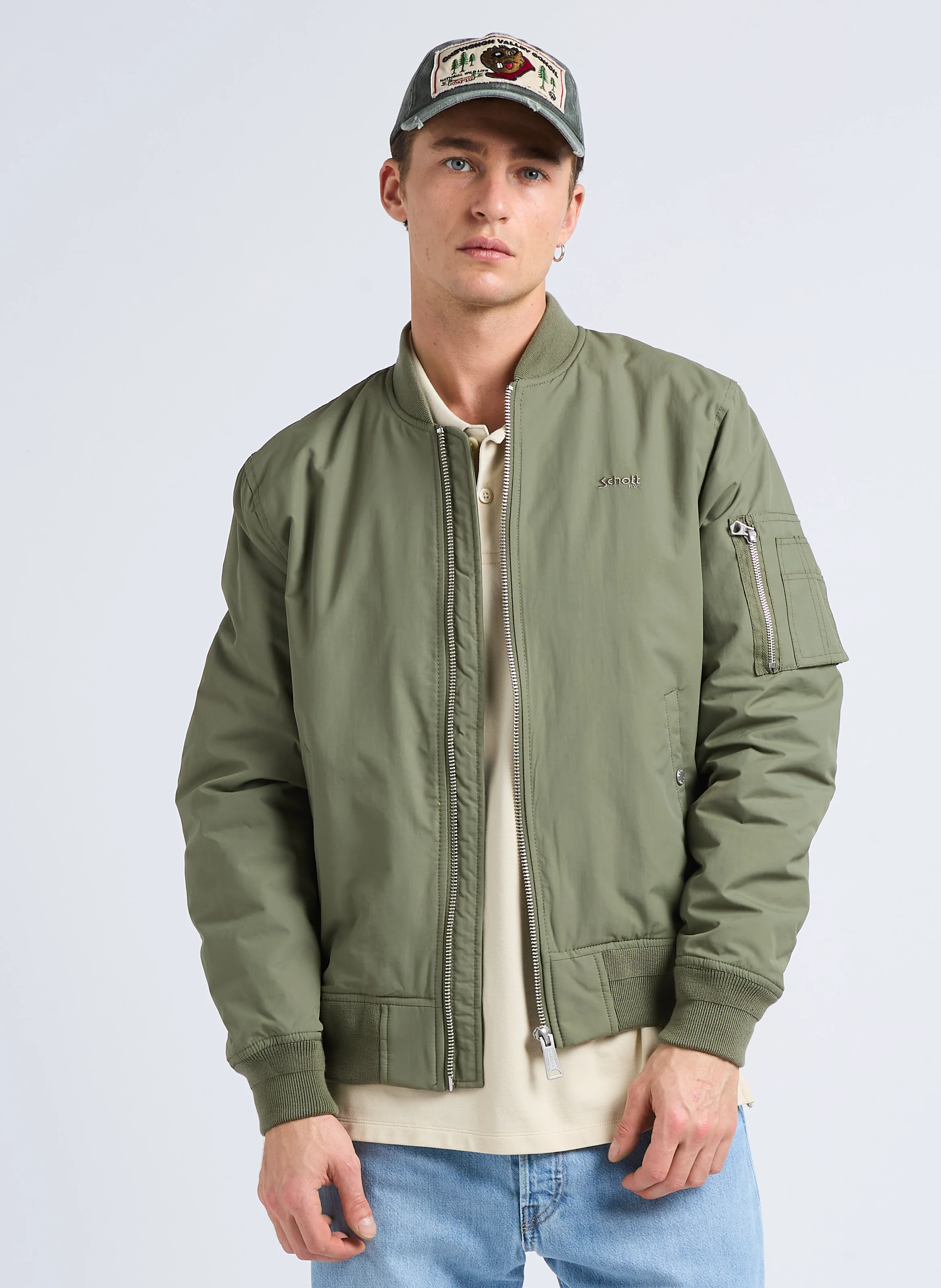Blouson col rond| Kaki