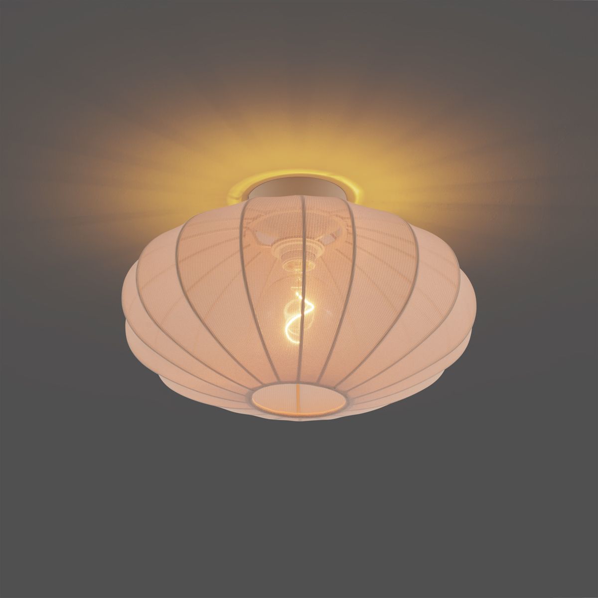 Japandi plafondlamp beige met stoffen kap - Bida