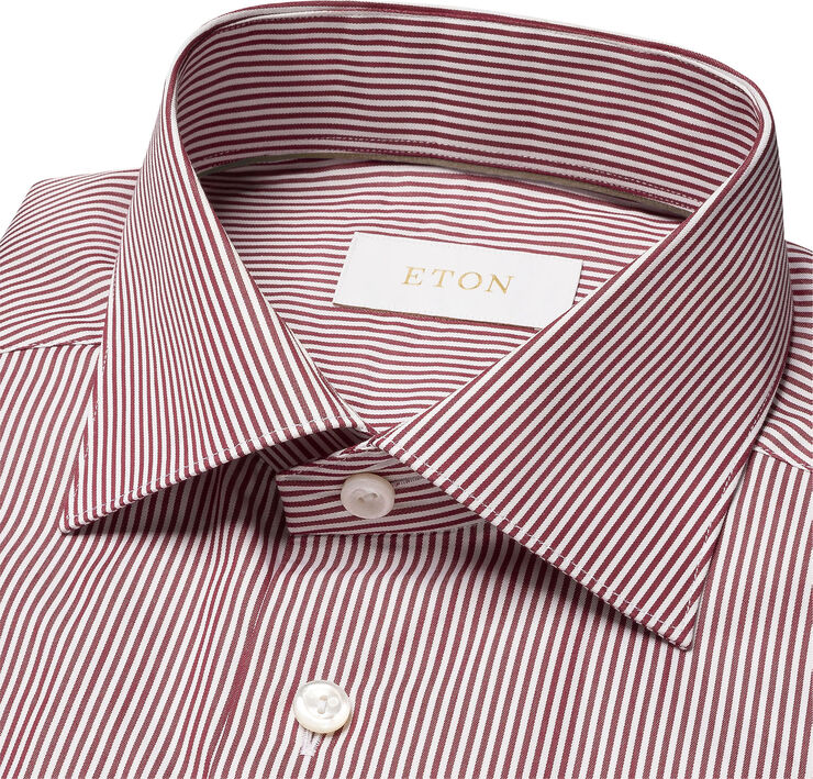 ETON Contemporary Fit Red Striped Elevatedtwill Shirt Rød