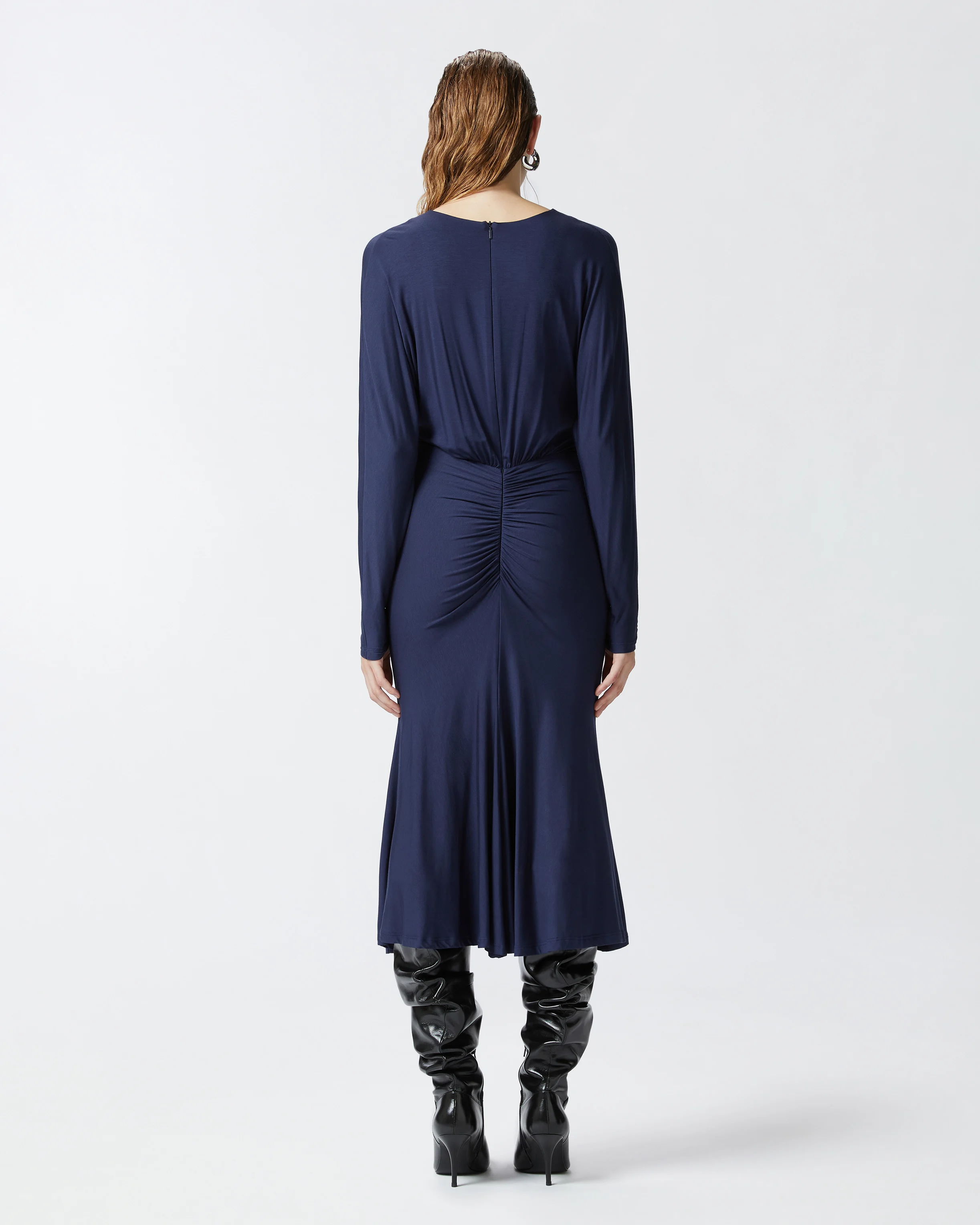 Midi dress in modal with v-neck | Bleu