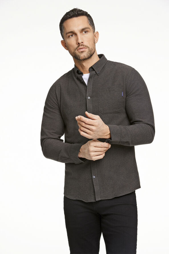 Lindbergh Brushed twill shirt L/S Black olive