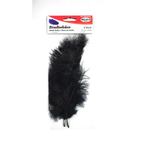Meyco Straußenfedern, schwarz, 2 Stück, ca. 20 cm