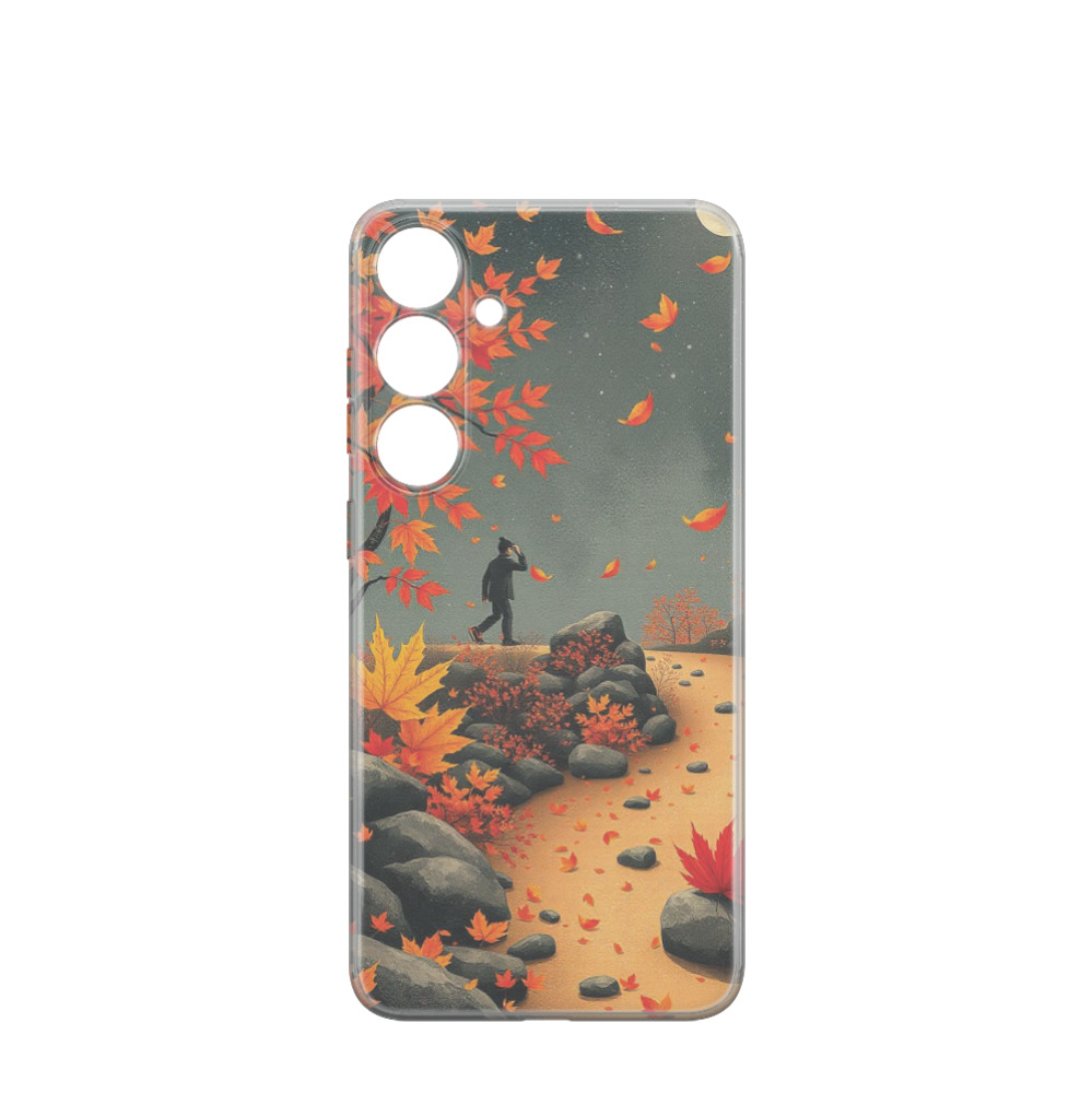 Samsung Galaxy S24 Plus Gummi Hülle Herbstwanderung - Orange