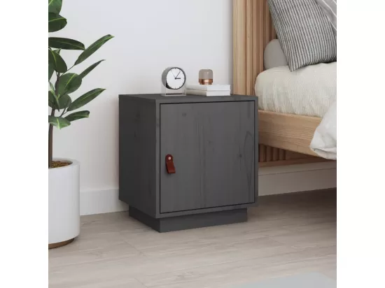 Table de chevet Gris 40x34x45 cm Bois de pin solide