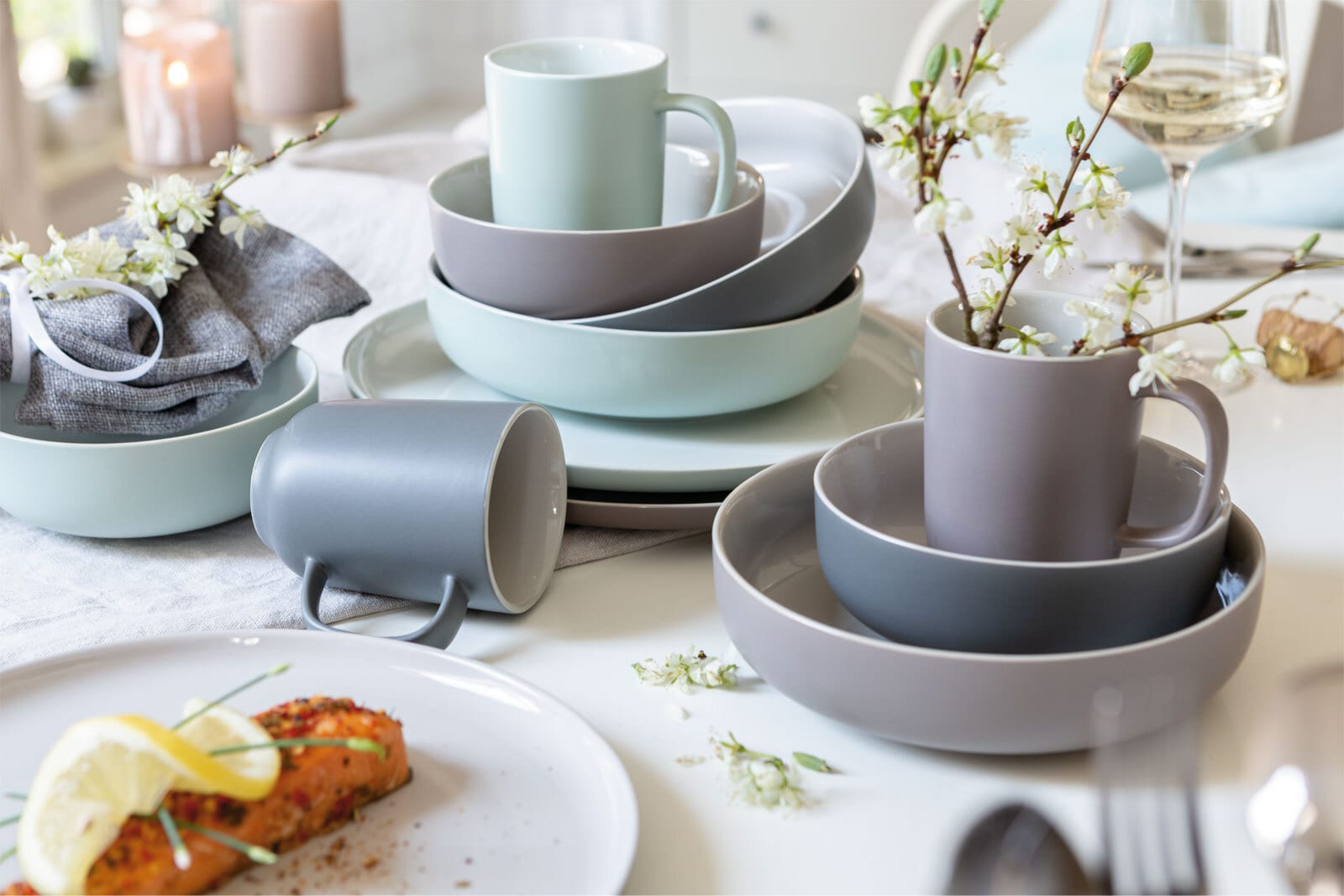 Ritzenhoff & Breker Dessertteller JASPER 6er Set mintgrün/ weiß