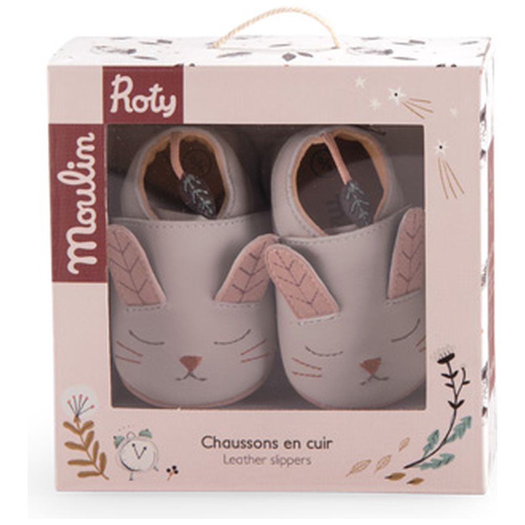 Moulin RotyMoulin Roty   Lederschühchen Kaninchen grau 0-6M