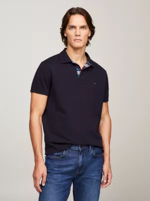 Polo de corte regular com gola xadrez