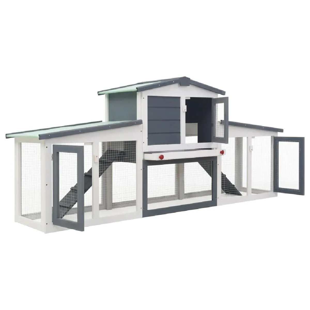 Helloshop26 Clapier large d'extérieur 204 x 45 x 85 cm Gris