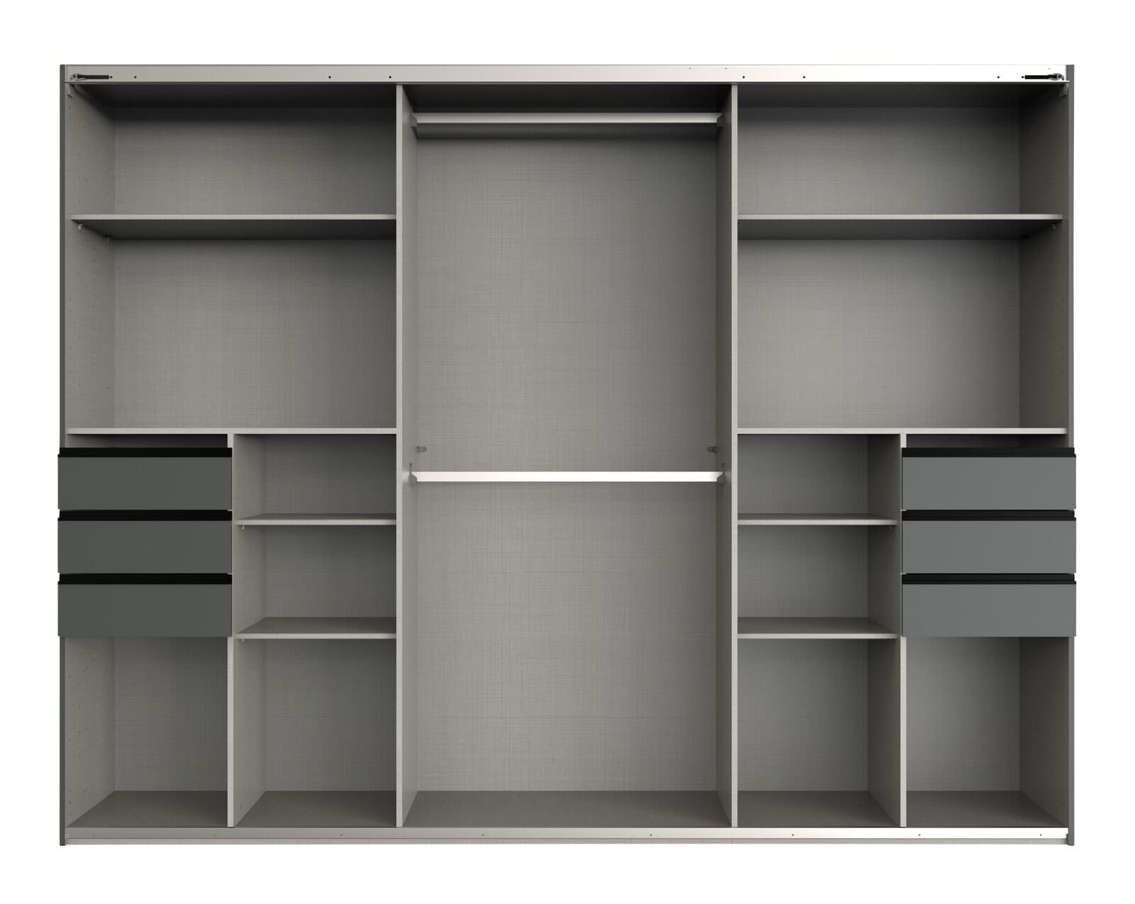 Schwebetürenschrank TENERIFFA 270 x 210 cm grau/ schwarz