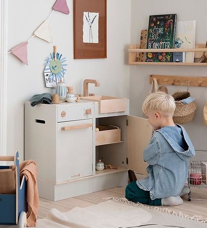 Sebra Spielküche - Waschbecken - Holz - Seabreeze Beige