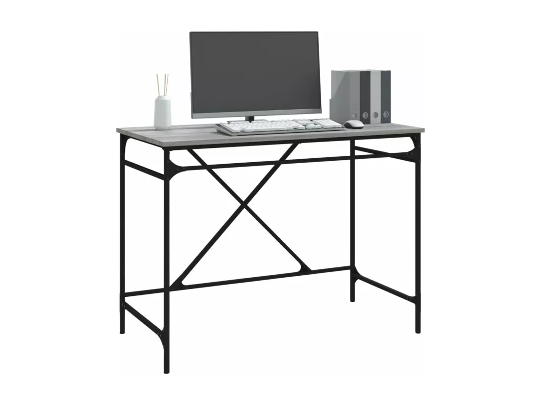 Bureau sonoma gris 100x50x75 cm bois d'ingénierie et fer