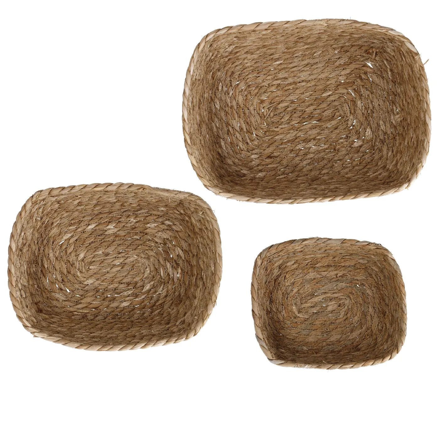 3er Set Korb Natur, eckig/natur