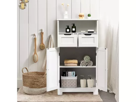 Meuble de rangement de salle de bain, Armoire Rangement de Toilette, Commode blanche de toilette/chambre 60 x 30 x 109 cm