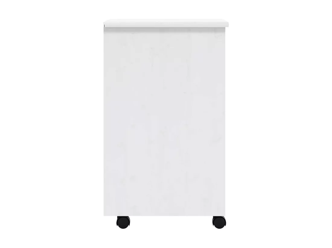 Armoire roulante avec tiroirs MOSS blanc bois de pin solide