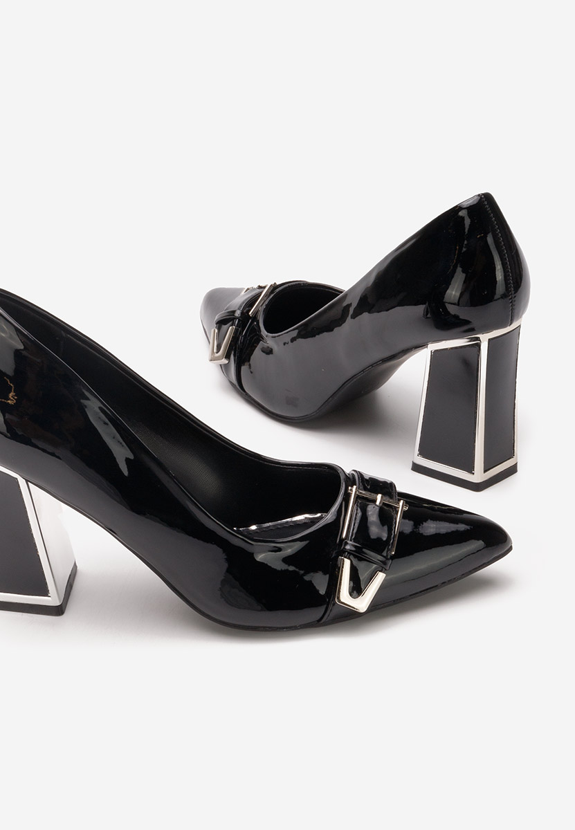 Chaussures à talon épais noirs Prema