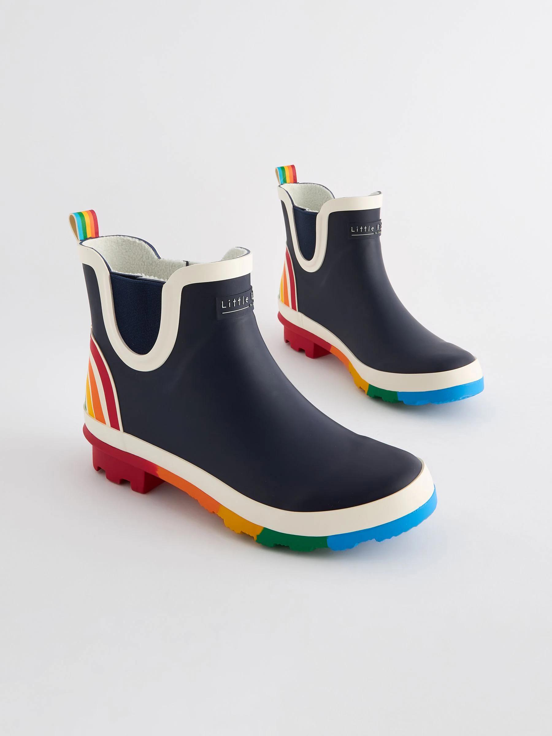 Marineblauw - Little Bird by Jools Oliver regenlaarzen met regenboog voor volwassenen