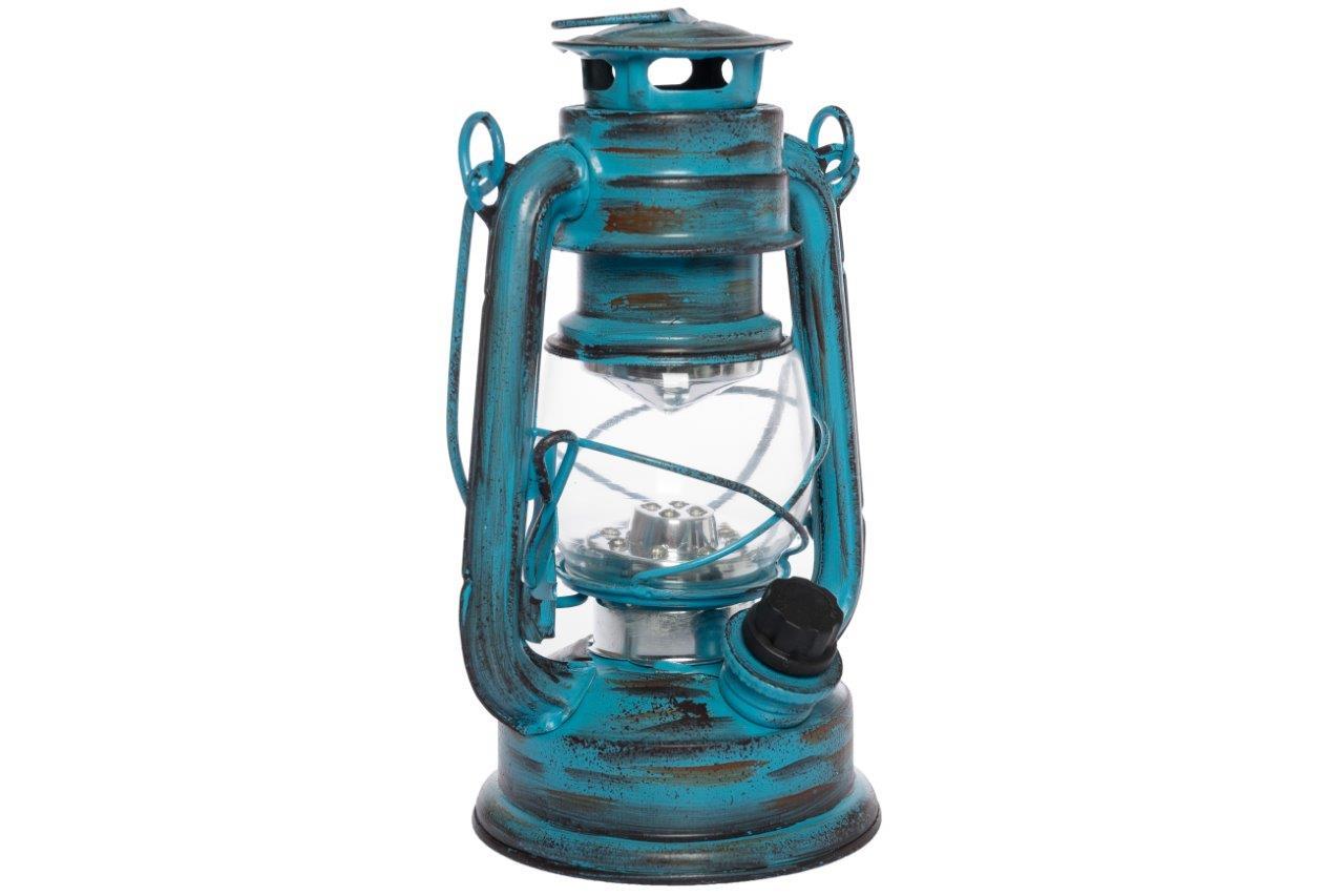 LED-Laterne TEJE - blau antik - batteriebetrieben - 19 cm