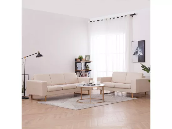 Ensemble de canapé 2 pièces Tissu Crème