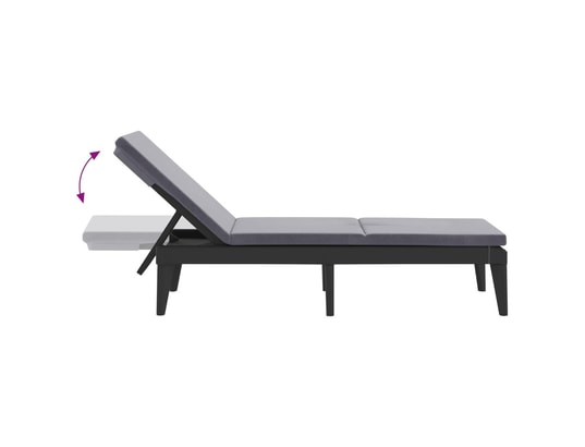 VIDAXL - Bain de soleil Chaise longue avec coussin anthracite 186x60x29 cm pp