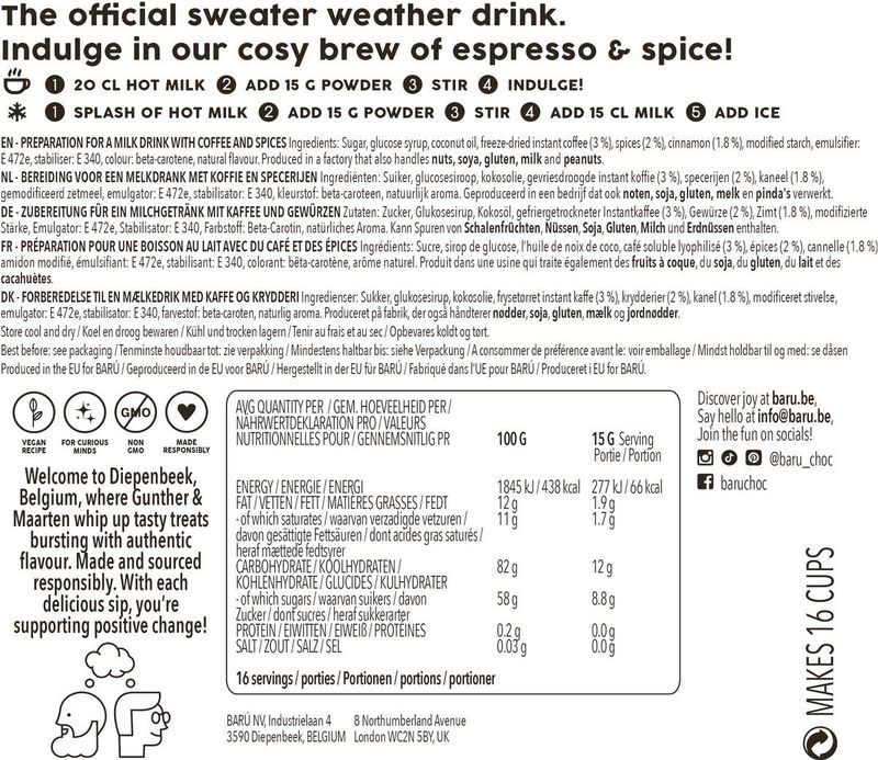 Barú - Pumpkin Spice Latte Poeder XXL - Vegan - 1500 gram - Kruidige Mix voor 100 Porties