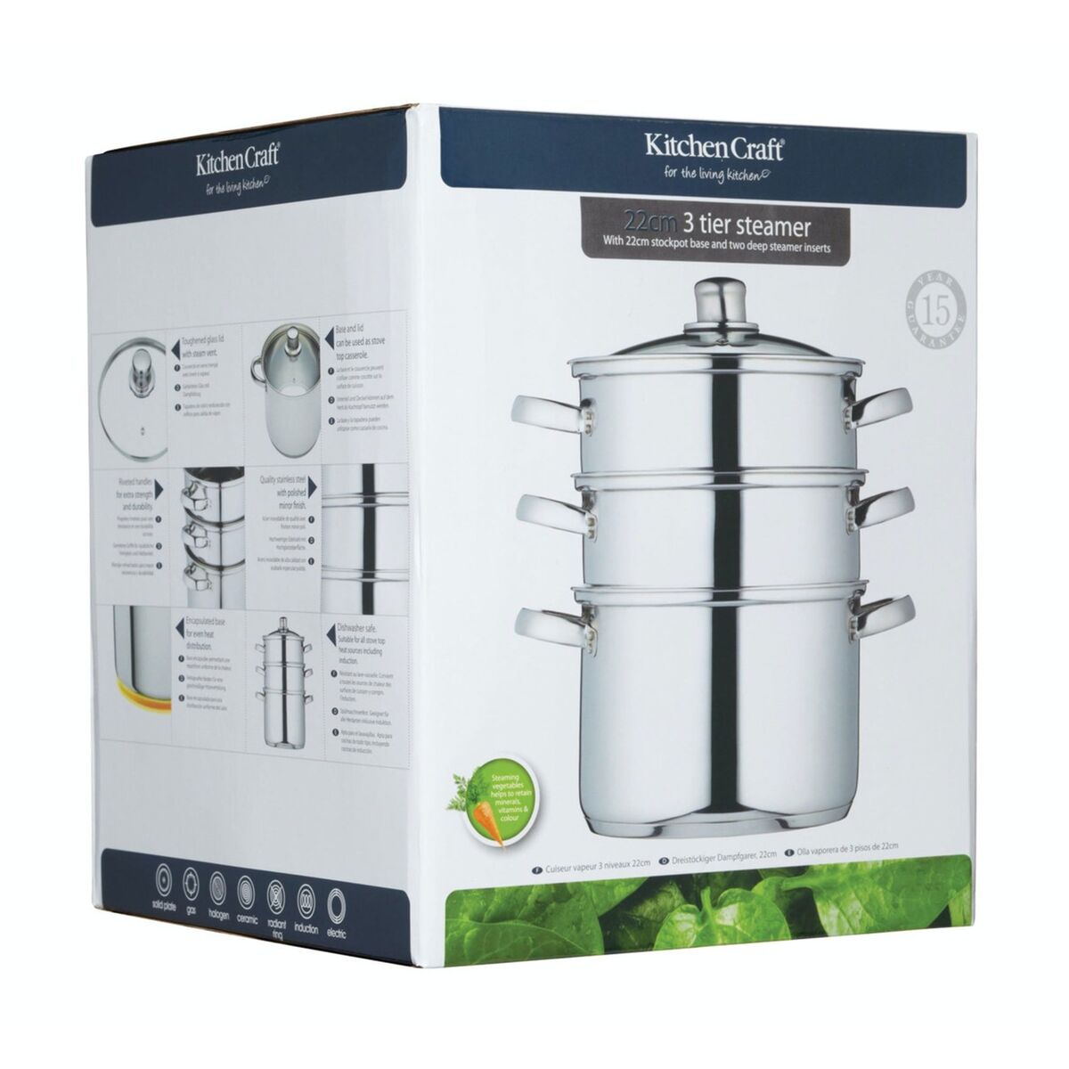 Three Tier Dampkoker 22 cm, 3 lag