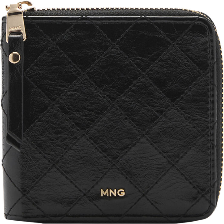 MANGO Wallet decorative stitching Black