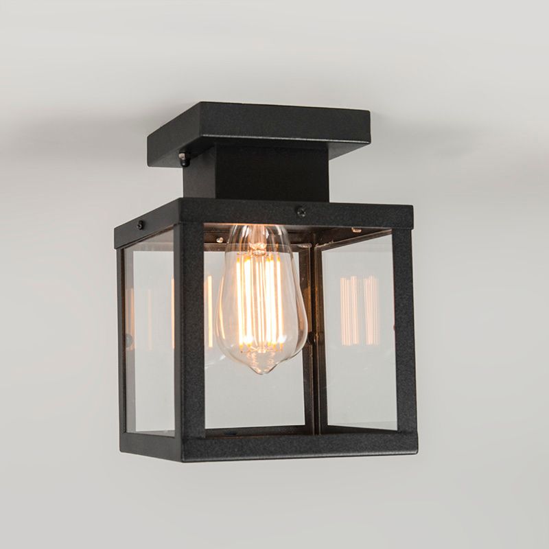 Industriële buitenplafondlamp zwart 1-lichts - Rotterdam