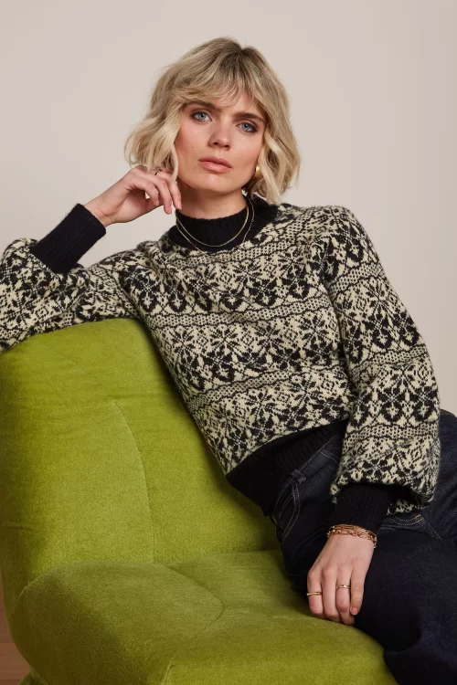 King Louie Jeanie Duchess top in zwart