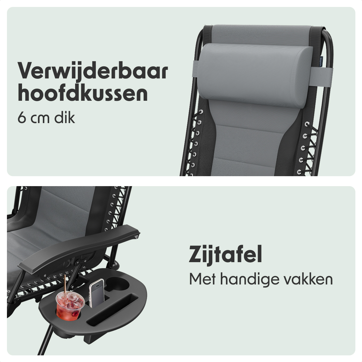 LifeGoods Comfort relaxstoel - Black/Grey