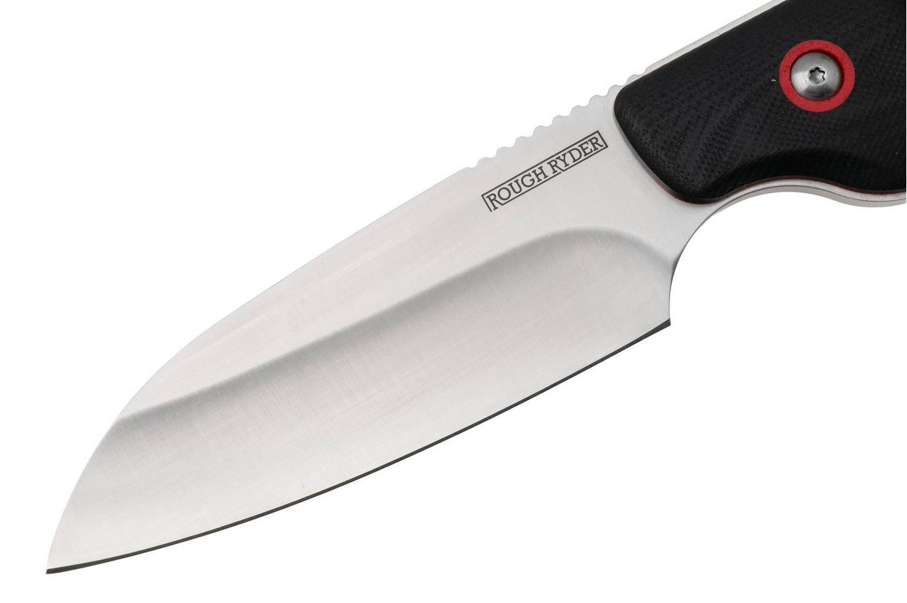 Rough Ryder Code Red Black Bear RR2397, Satin Stainless Steel, Black Red G10, vaststaand mes