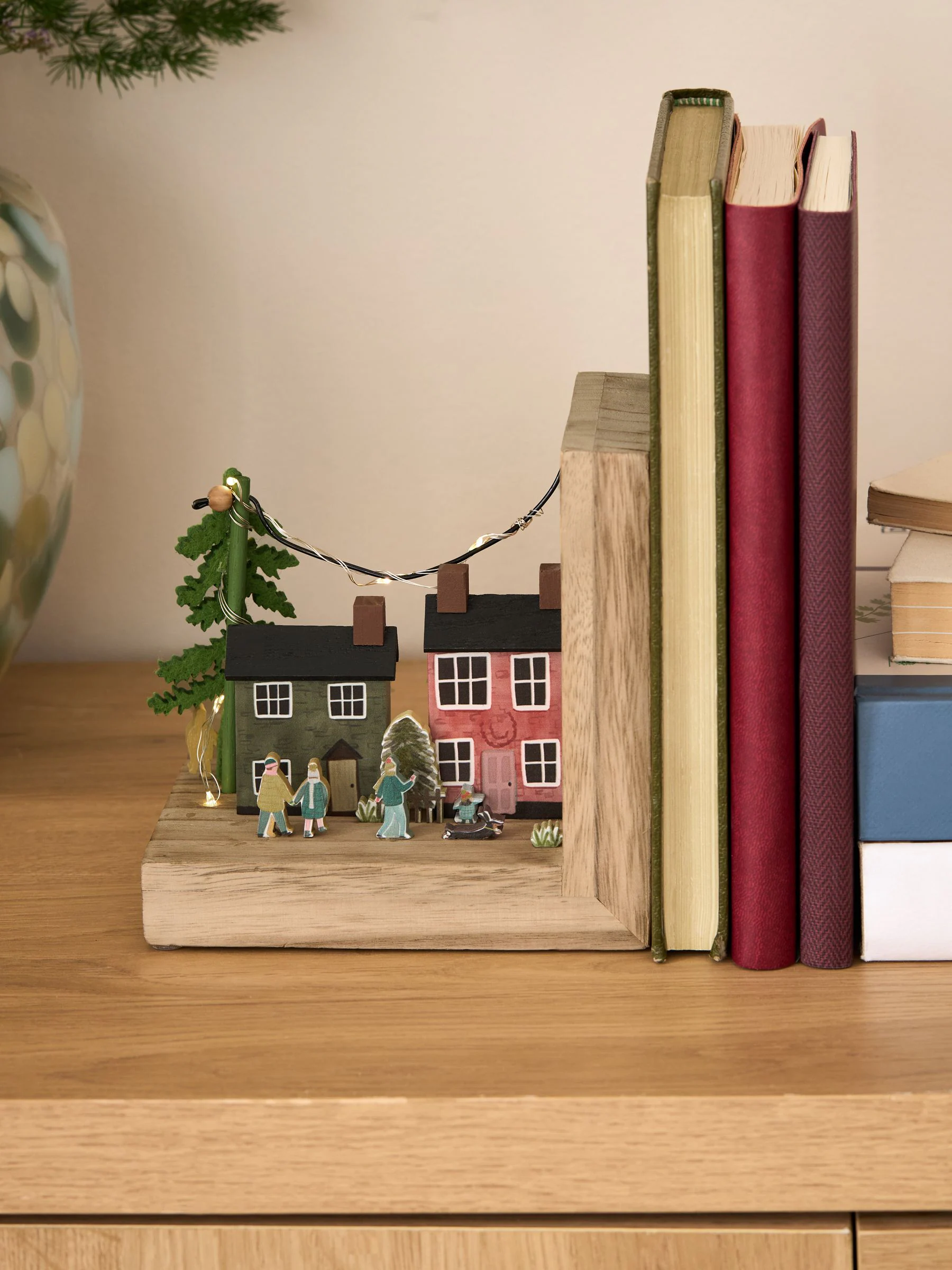 Wooden House Scene Bookend