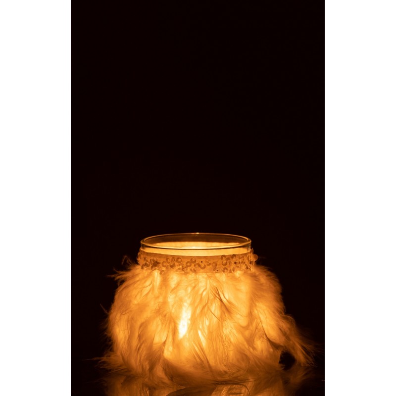 Photophore en verre blanc 9x9x9 cm