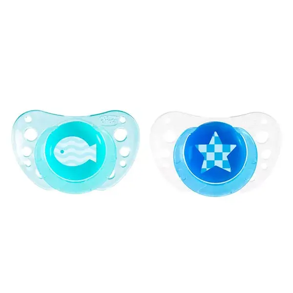 Chupeta de silicone Chicco Physio Forma Air +6m Star Apple, pacote com 2 unidades + caixa esterilizadora