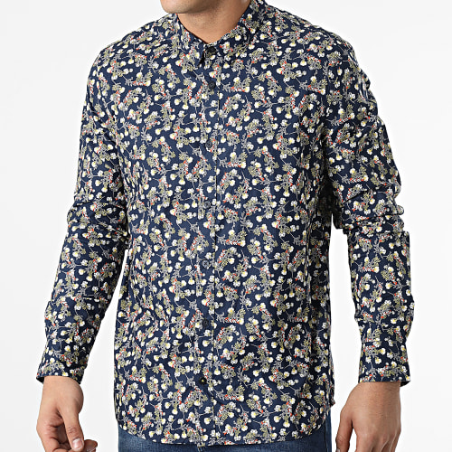 Chemise Manches Longues Floral H70025 Bleu Marine