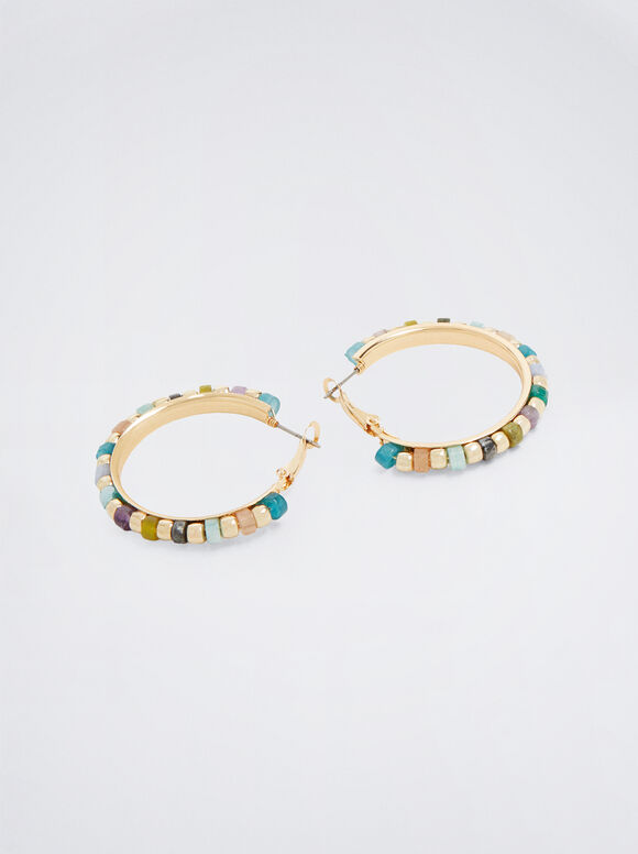 Brincos de argola com pedra - Multicoloridos