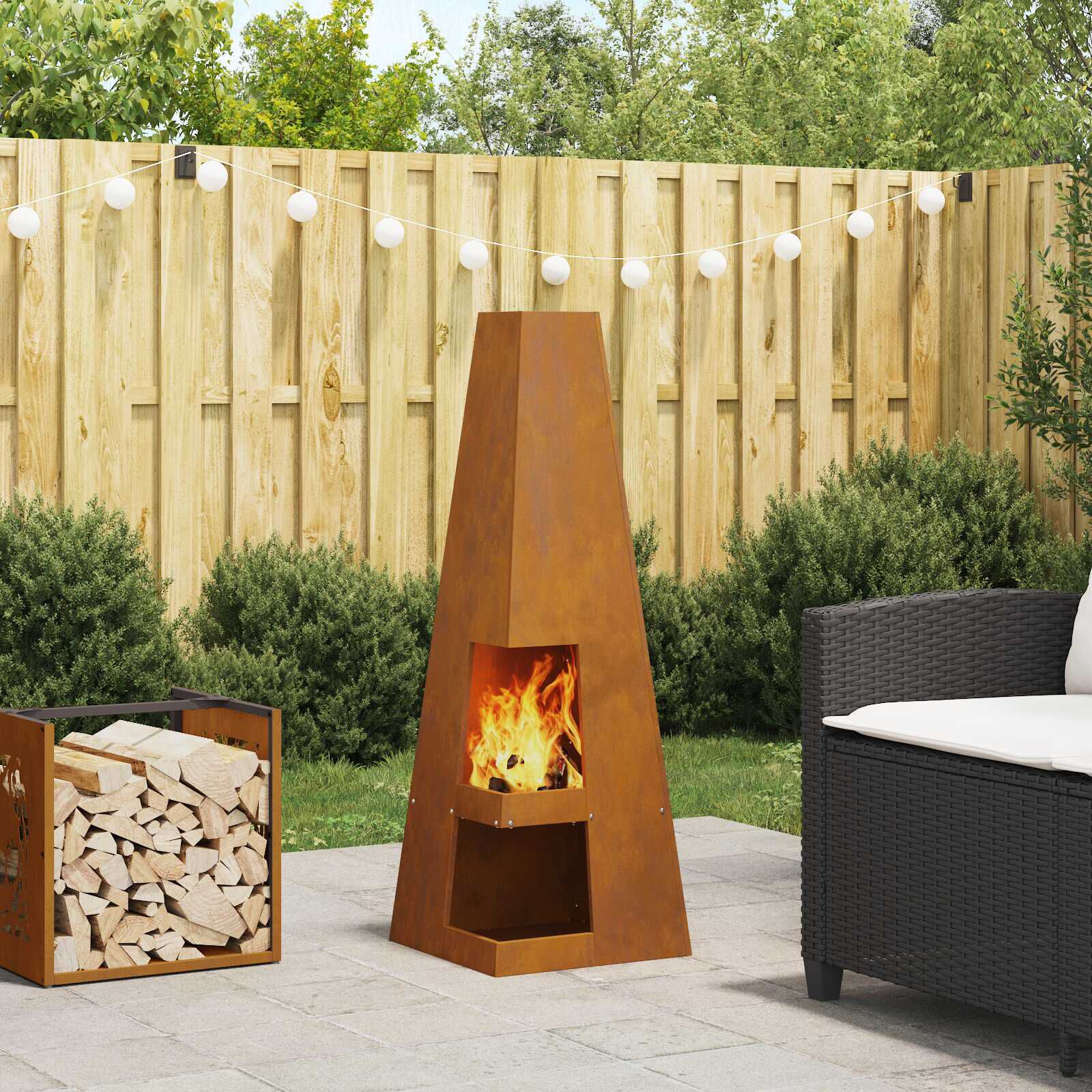vidaXL Bruine Haard 35 x 35 x 100 cm Cortenstaal