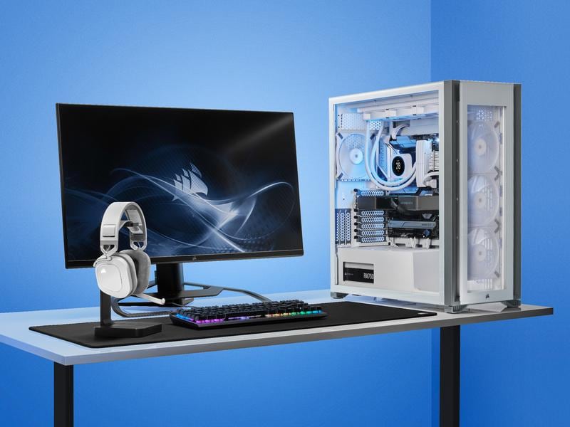 Corsair Headset HS80 RGB iCUE Weiss Kabelloses Surround-Sound Gaming-Headset