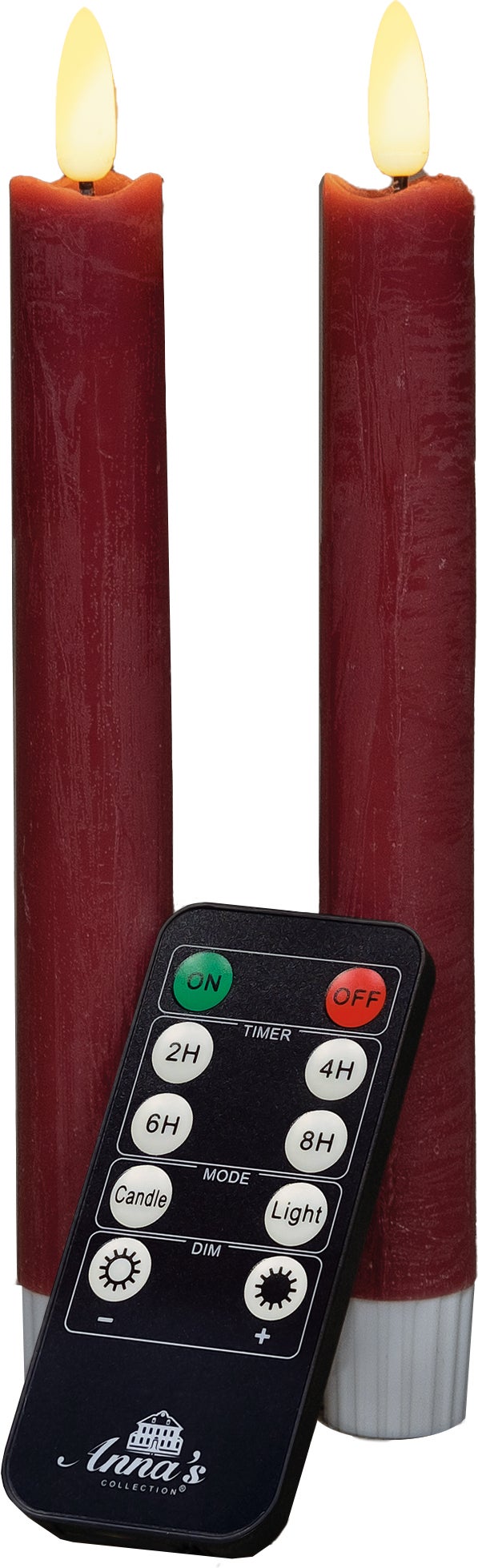 Anna's Collection LED dinerkaars Rustiek met timer bordeaux D 2,1 H 18 cm 2 stuks