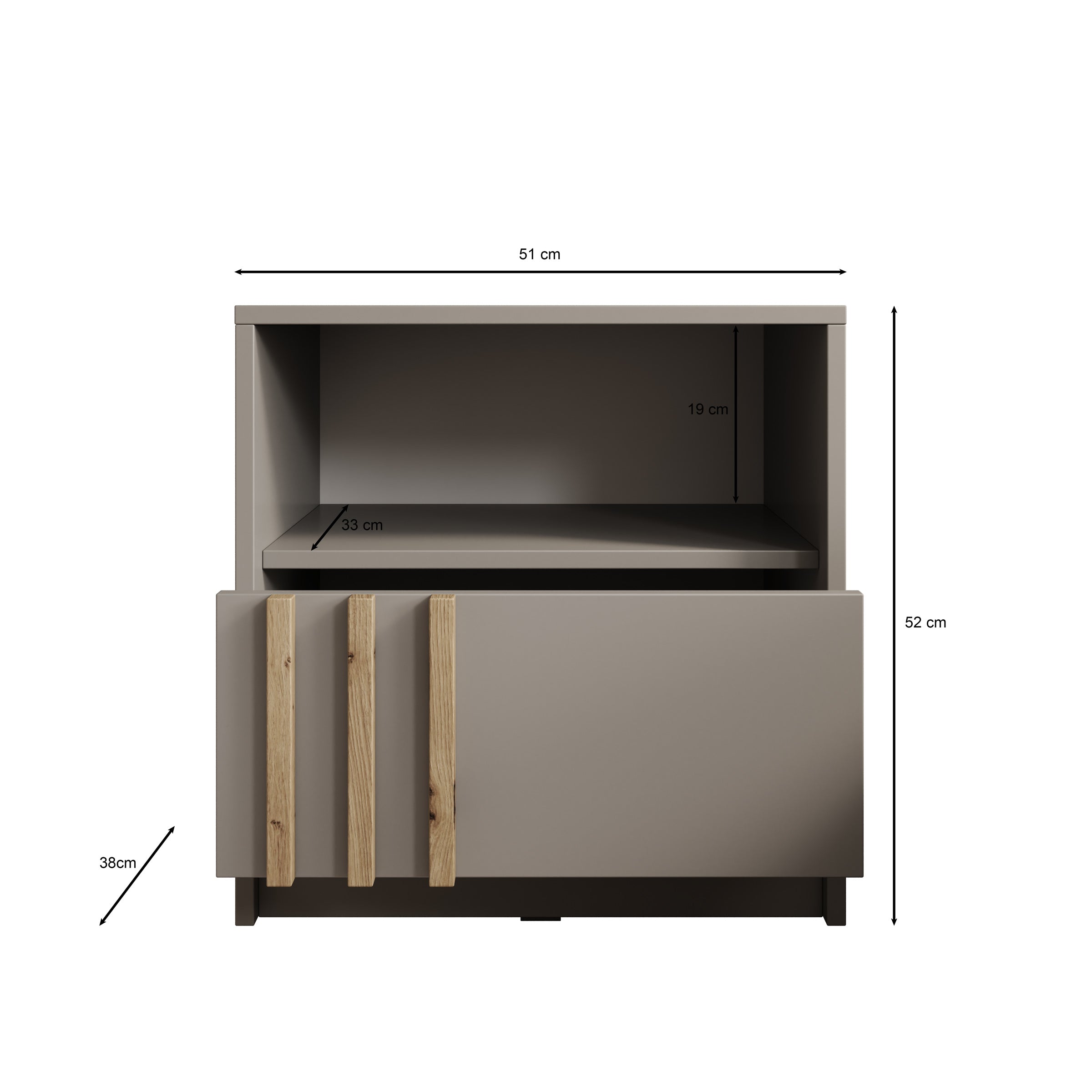 Nauru - Nachtkastje - Beige - 51x38x52 cm