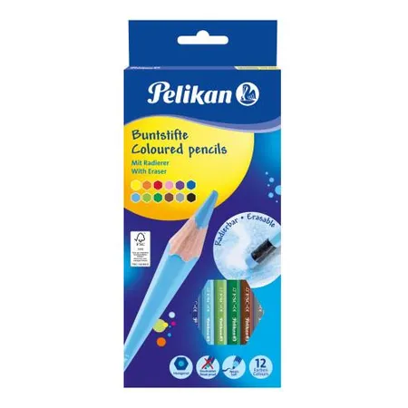 Pelikan Buntstifte sechskant radierbar, 12 Stück
