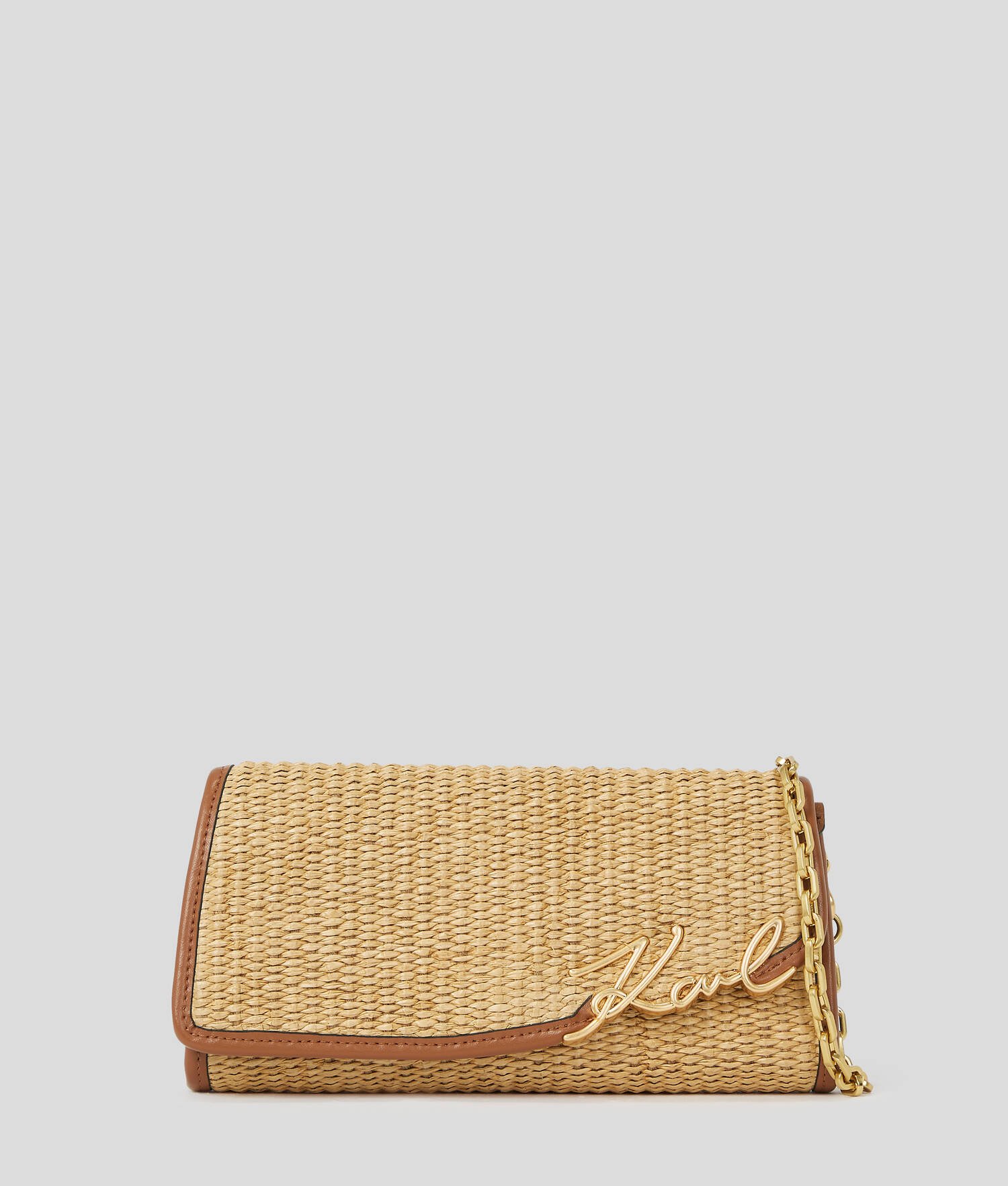 PORTEFEUILLE BANDOULIÈRE EN RAPHIA K/SIGNATURE - Naturel-Tan