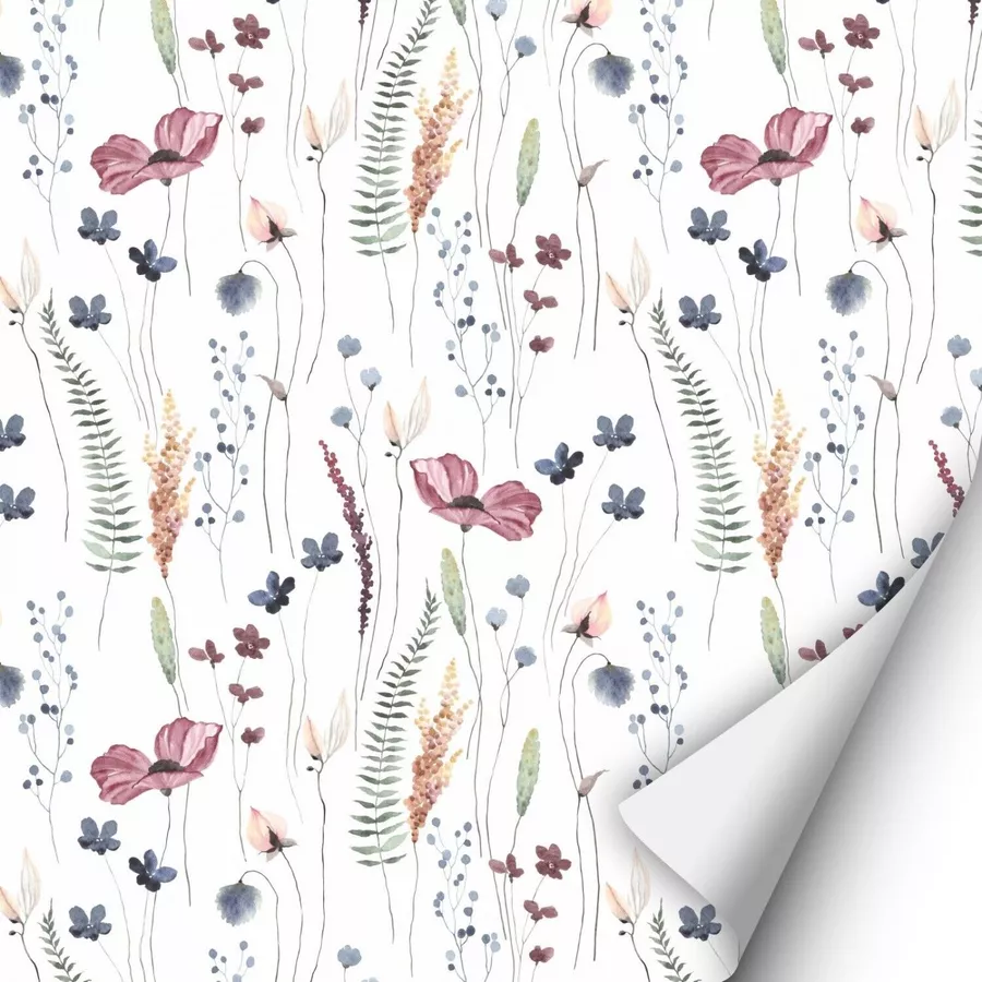 Nikima Klebefolie KF-09 selbstklebende Folie – Mohnblumen Klebefolie bunt