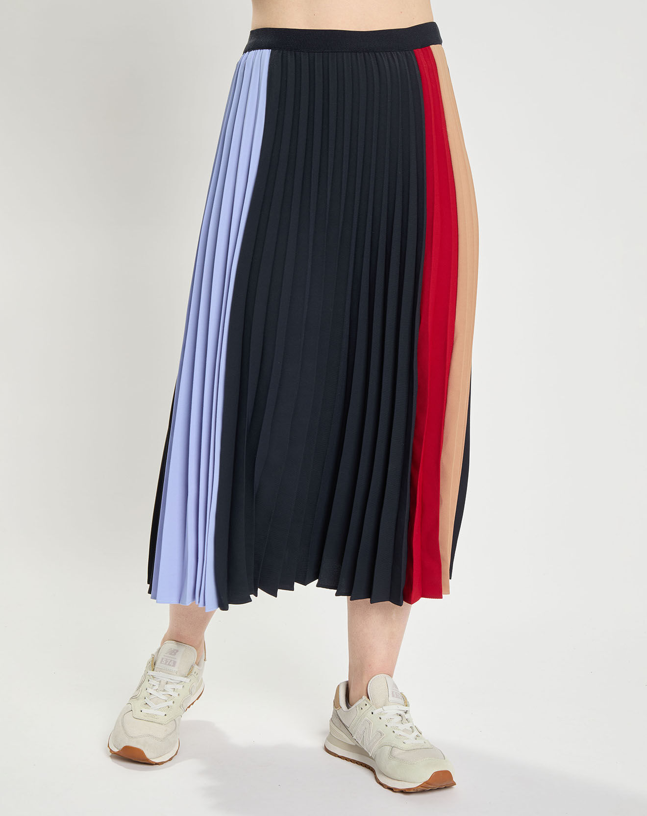 Tommy Hilfiger Jupe Midi Colorblock Pleated bleu/rouge