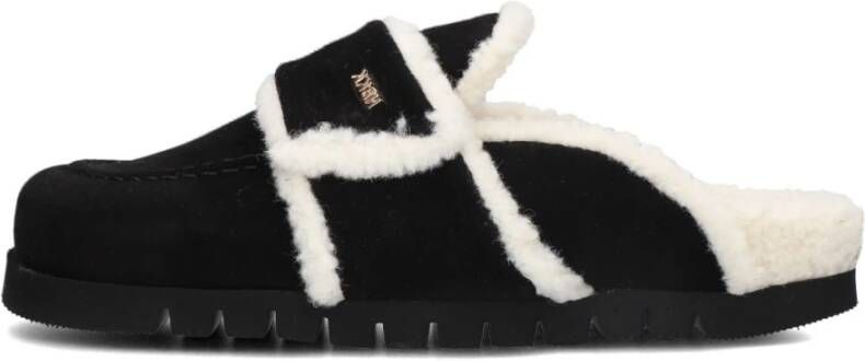 NUBIKK Instappers Dames Teddy Fur Maat: 40 Materiaal: Leer Kleur: Zwart
