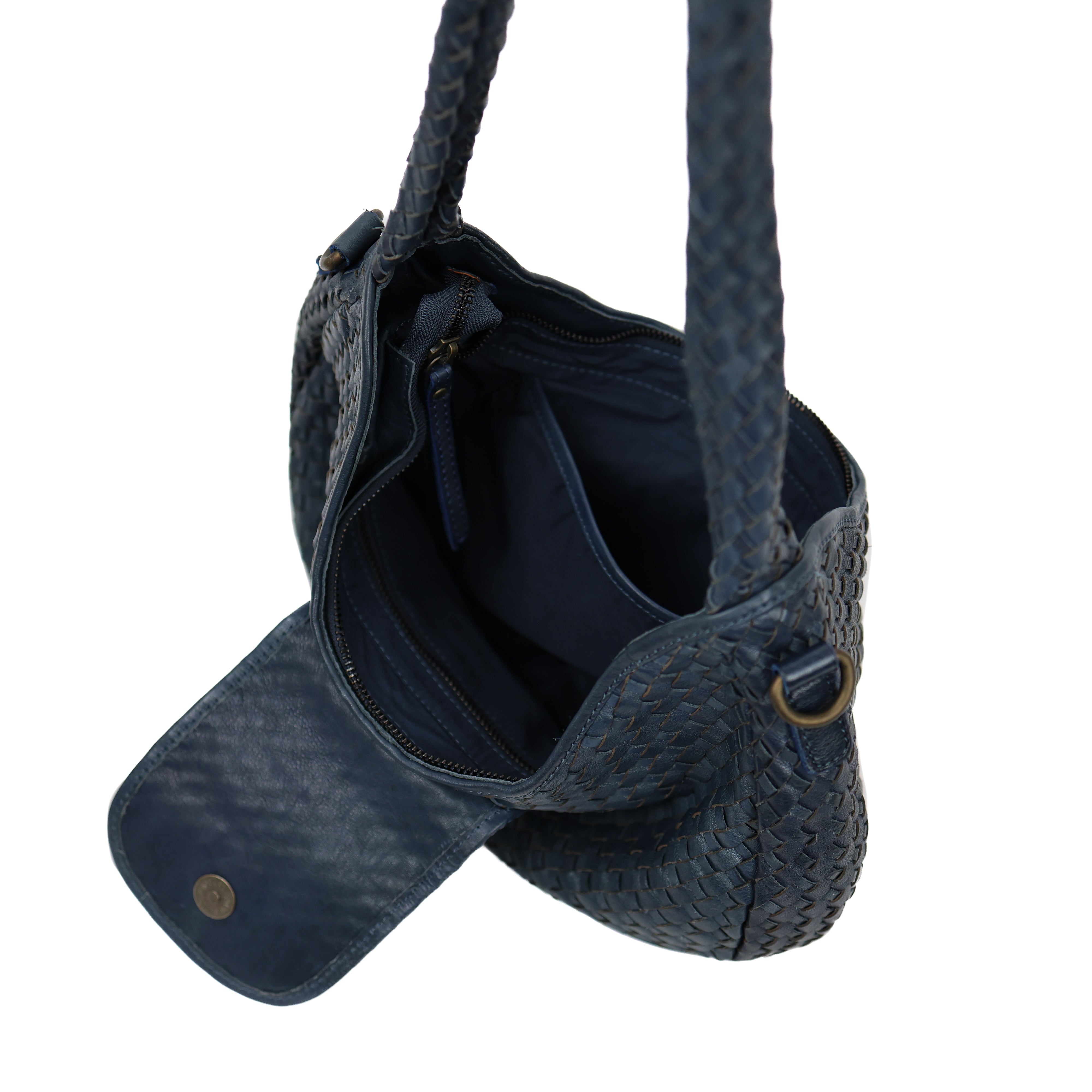 Gevlochten buideltasje 'Amelie' navy Navy