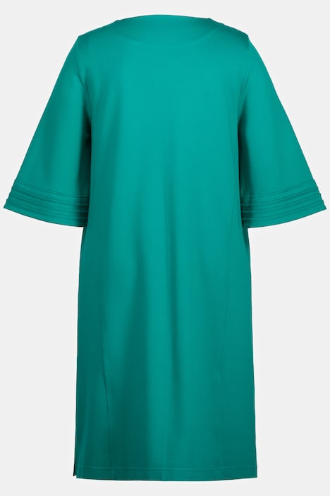 Midi-Puntokleid, A-Linie, Biesen, V-Ausschnitt, 3/4-Arm